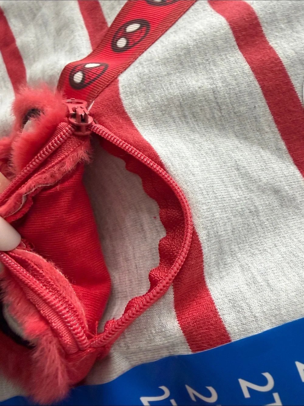 Spiderman Red & White Striped Kids Sweater with Spider Purse